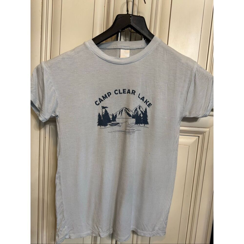 Nordstrom Kids Camp Clear Lake Short Sleeve Graphic T-Shirt Blue Size Medium 8